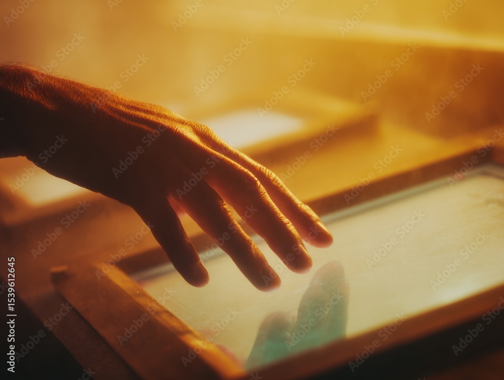 Aufkleber Futuristic digital voting interface with secure holographic panels and finger touch technology for advanced e-voting and blockchain electoral systems