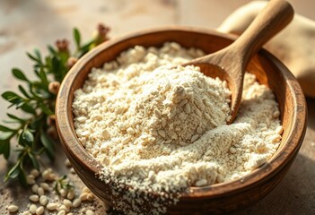 Earthy whole-grain spelt flour in rustic bowl