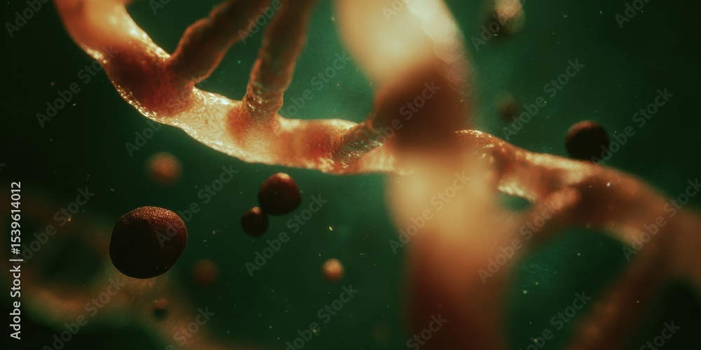 Aufkleber futuristic dna double helix with molecular particles for gene editing and ai-driven personalized med