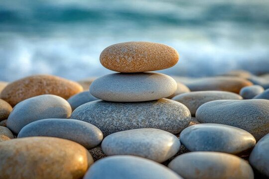 Colorful Pebbles Scattered Along the Seashore
