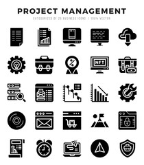 Project Management Icon Pack 25 Vector Symbols for Web Design.