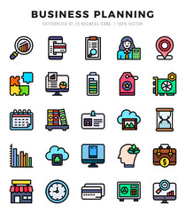 Set of Lineal Color Business Planning Icons. Lineal Color art icon. Vector illustration