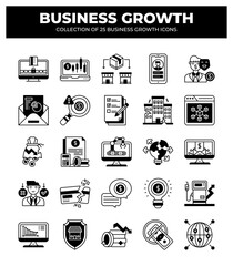 Collection of 25 Business Growth Icons: Boost Your Business with Strategic Visuals