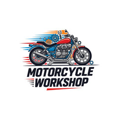 very cool motorcycle repair shop logo