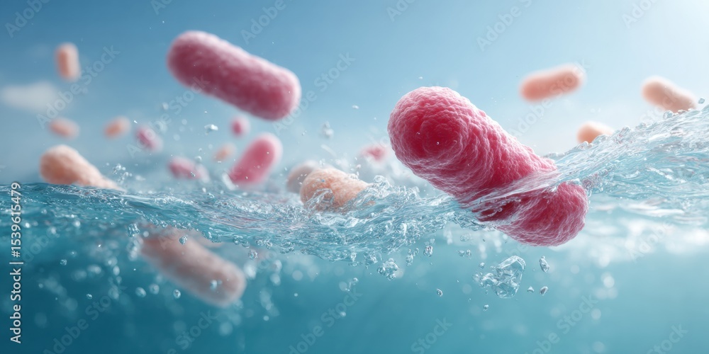 Aufkleber microscopic visualization of bacteria in water highlighting foodborne pathogen risks and importance 