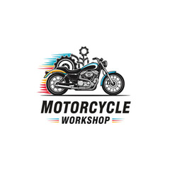 very cool motorcycle repair shop logo