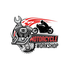 very cool motorcycle repair shop logo