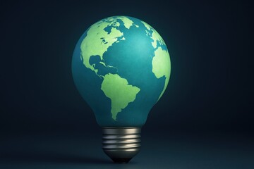 Glowing Earth Lightbulb illuminates possibilities for eco-friendly solutions and sustainable energy, representing a creative idea to combat global warming with innovation and environmental awareness.