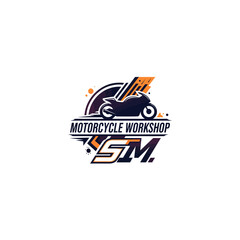very cool motorcycle repair shop logo