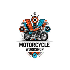 very cool motorcycle repair shop logo