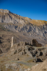 medieval tower in the Caucasus Mountains