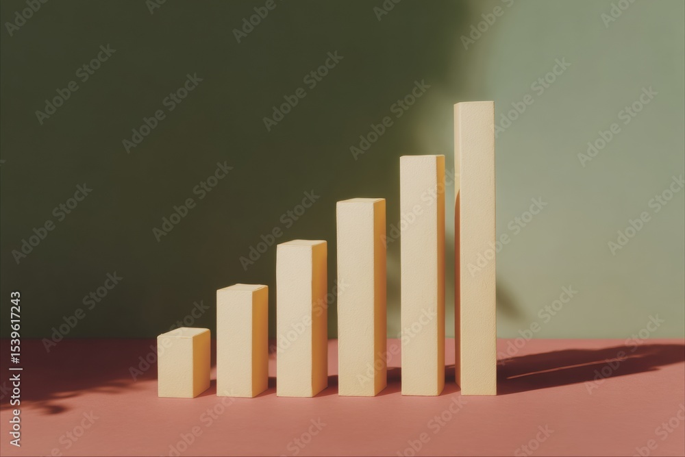Aufkleber modern minimalist ascending bar chart with gold hue trend analysis for investment insights and finan