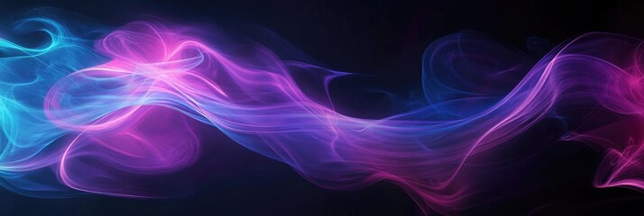 Abstract swirling smoke in vibrant hues of pink, purple, and blue against a dark background