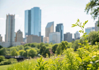 Fototapeta premium An oasis of green in a bustling metropolis, highlighting the city's park amenities
