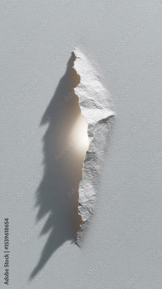Aufkleber Jagged Torn Paper Strip with Sharp Edges on White Background Representing Bold Disruption and Breaking Boundaries for Creative Marketing Design Concepts