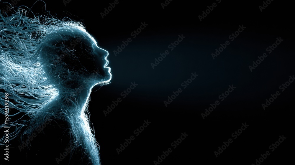 Aufkleber Exhaling Tranquility as Glowing Nerves Fade Into a Serene Background Creating a Calm Atmosphere
