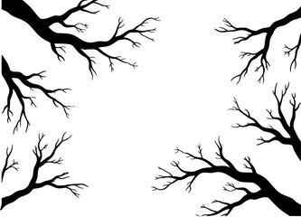 Obraz premium Silhouetted branches frame on white background perfect for various decorative designs and elements