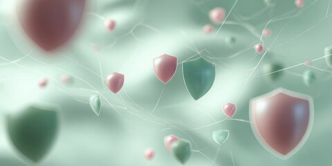 Ethereal Network Security Visualization with Geometric Shields and Organic Textures for Cybersecurity Advertising and Digital Protection Trends