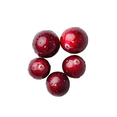 Five cranberries arranged in a circle isolated on transparent background