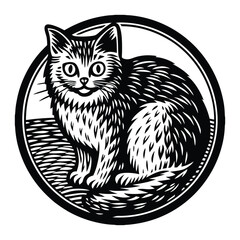 Set of black cats looking out of the corner. Collection of cat faces that spy on you. Playing pets. Tattoo.