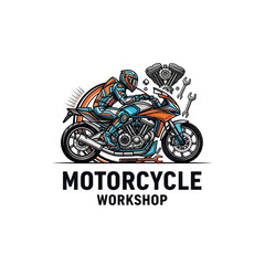 very cool motorcycle repair shop logo