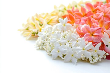 Traditional Thai floral offering featuring jasmine garland, handmade design, premium visual for Mother Day cultural gift, bright white minimal background