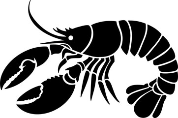 Lobster silhouette on white background