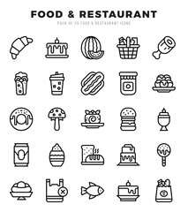 Food and Restaurant web icons in Lineal style.