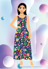 girl character model dress vector