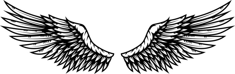 Vintage wings isolated on white background. Design elements for logo, label, emblem, sign, brand mark. Vector illustration.