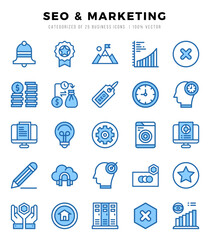 SEO & Marketing icons Pack. Two Color icons set. SEO & Marketing collection set.