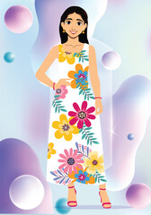 girl character model dress vector