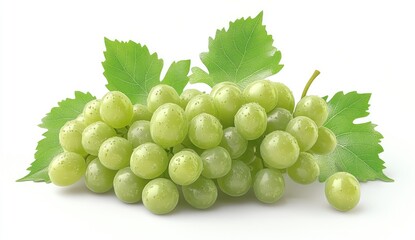 Obraz premium Fresh green grapes with leaves