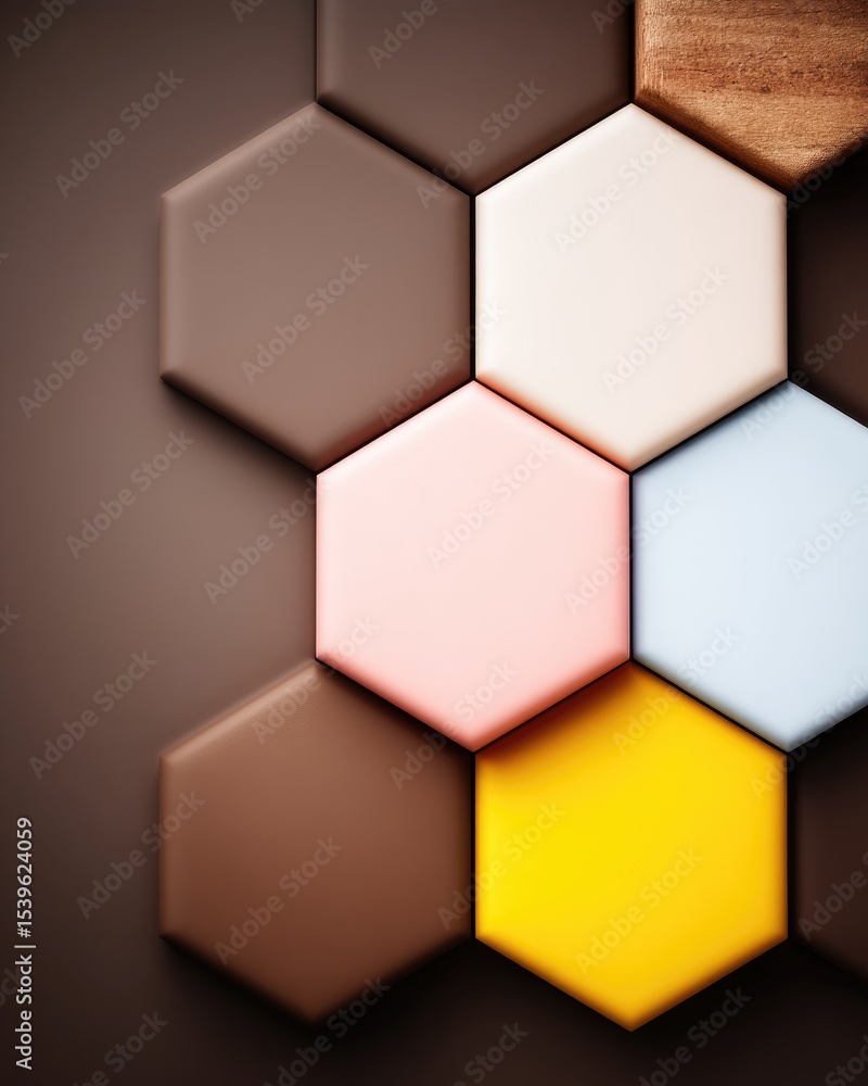 Poster abstract geometric hexagon pattern in muted color palette