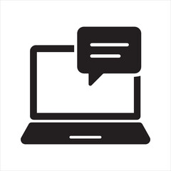 Modern laptop with chat bubble communication technology vector graphic