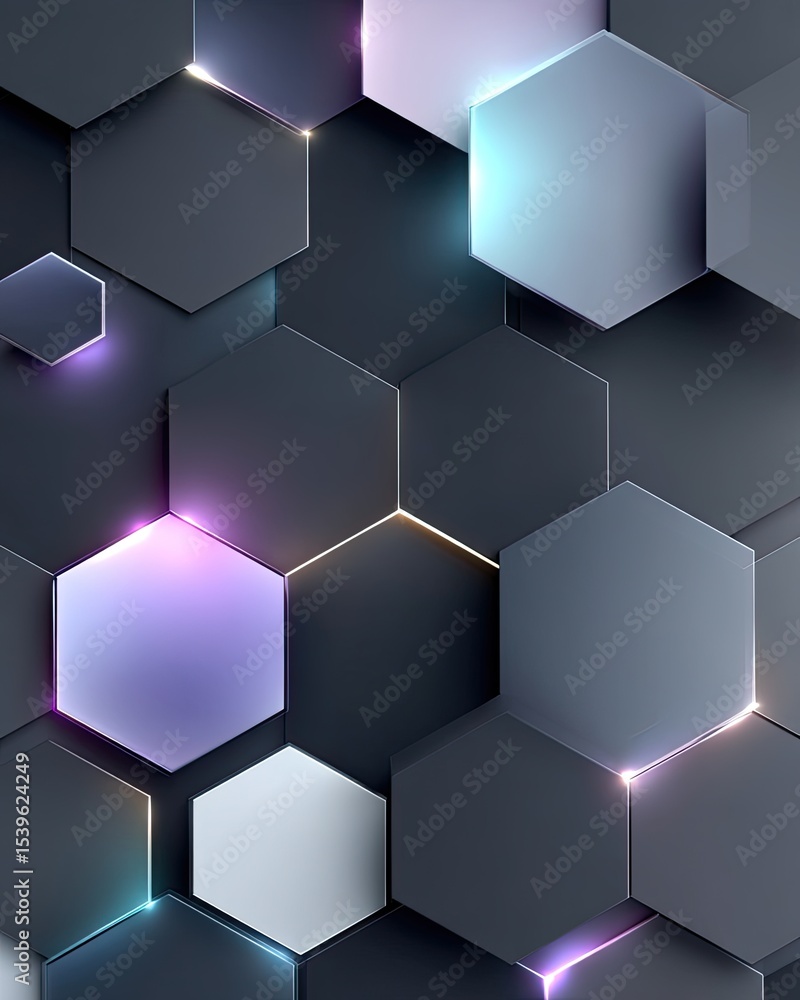 Aufkleber abstract geometric hexagon pattern with glowing lights