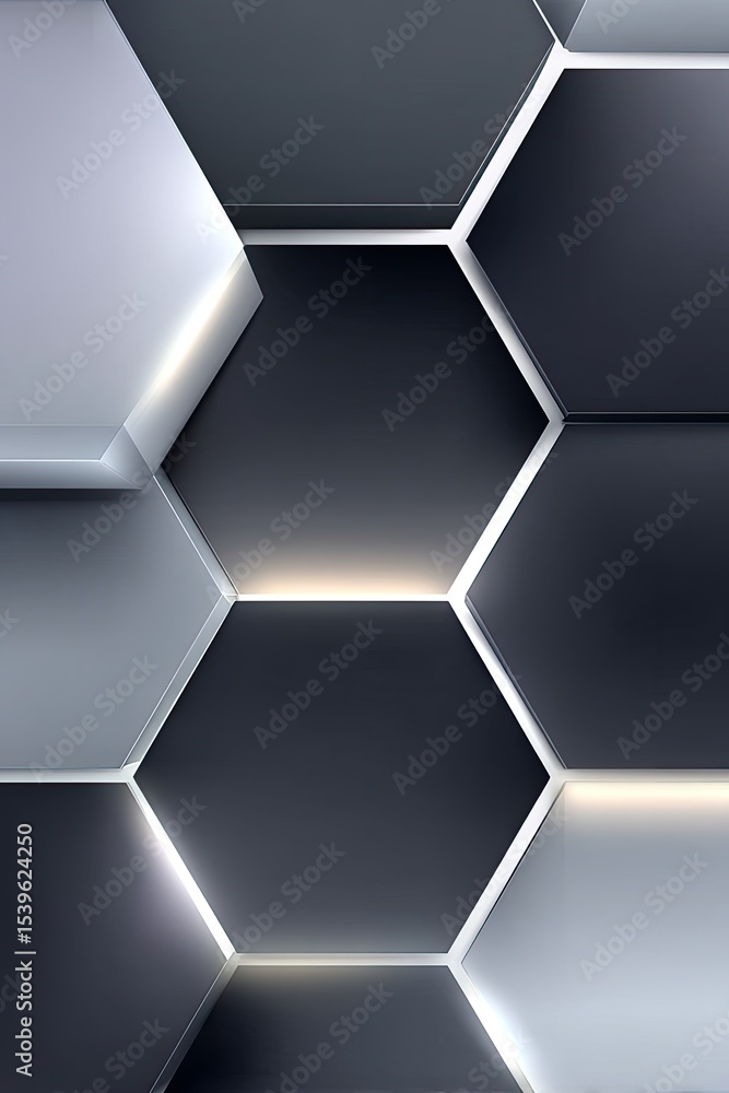 Poster abstract geometric hexagon pattern with metallic texture