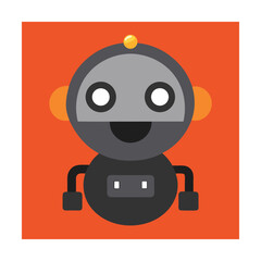 Cute Robot Style Emoticon with Metal Look