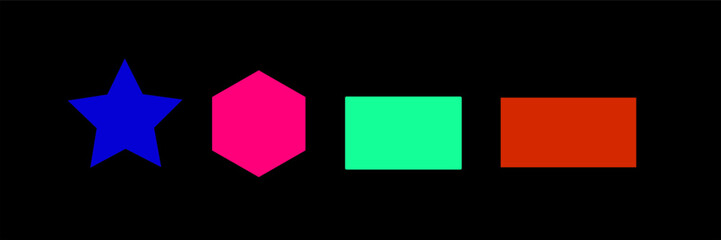 set pentagon glowing desktop icon, neon pentagon sticker, neon figure, glowing figure, neon geometrical figures