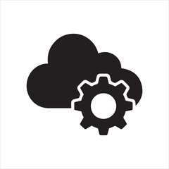 Cloud computing technology gear icon vector graphic