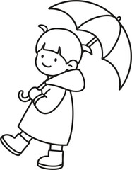 Drawing a girl with an umbrella for coloring