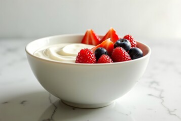 Bowl of Yogurt with Fruit for Healthy Breakfast Concept