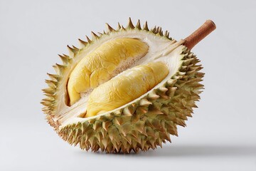 Obraz premium A large, yellow fruit with a green stem