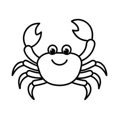 Cute Crab Outline Drawing – Fun Summer Beach Line Art Clipart