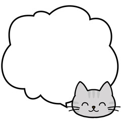 ニッコリ笑うサバトラ猫とモクモク吹き出し