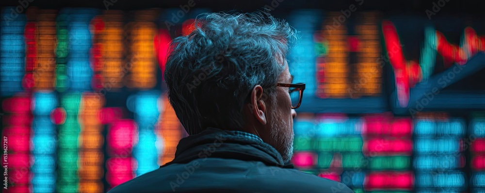 Poster investment support level builds future return trust concept. a person analyzing stock data on a digi