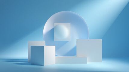 cube rectangular and circular podium A background 2025