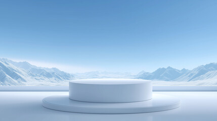 A white round podium C background 2025