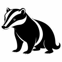 Fototapeta premium Black Silhouette of a Badger Standing Illustration