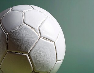 Close-Up of a Classic White Soccer Ball Highlighting Hexagonal Panel Design